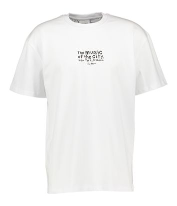 Witte katoenen t-shirt met ronde hals en speelde print op de achterkant Les Deux
