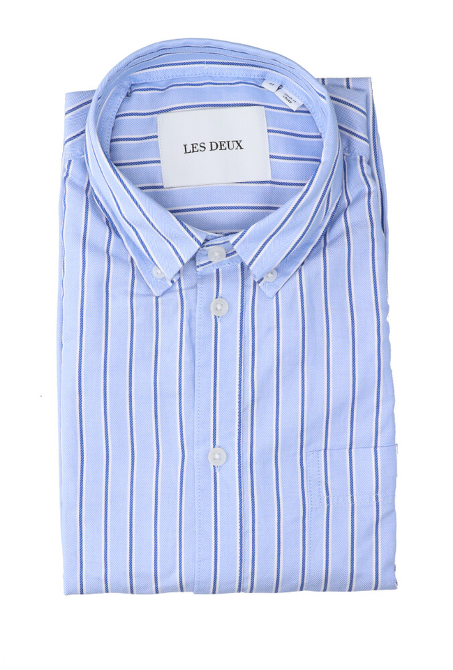 White/bel air blue katoenen hemd (regular fit) met strepen en lange mouwen Les Deux