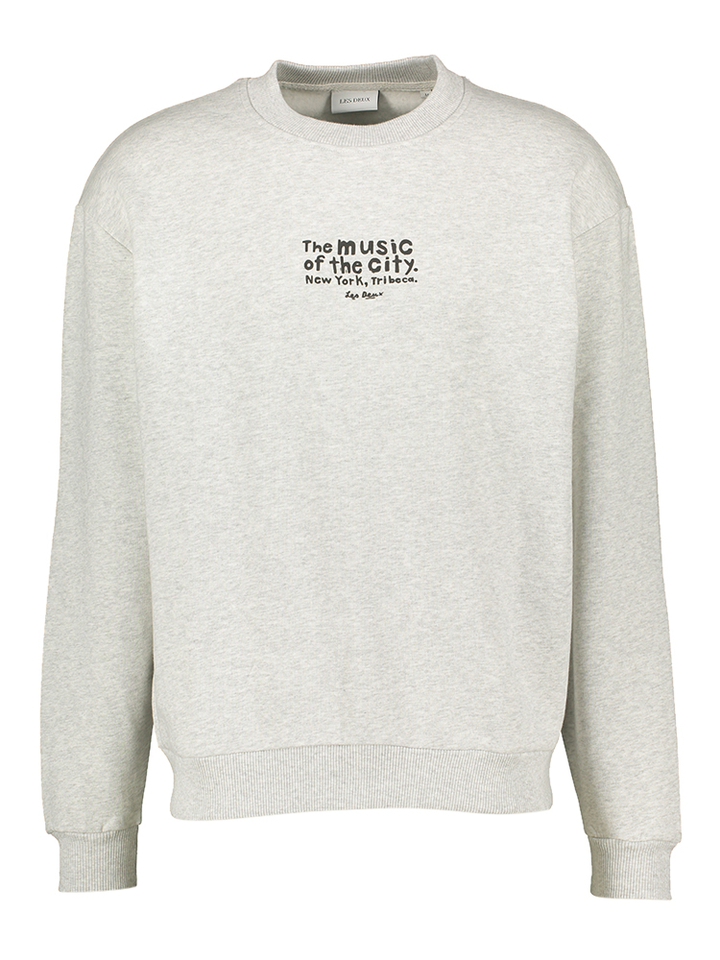 Lichtgrijze sweater met ronde hals en speelse print op de achterkant Les Deux