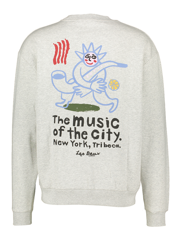 Lichtgrijze sweater met ronde hals en speelse print op de achterkant Les Deux
