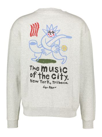 Lichtgrijze sweater met ronde hals en speelse print op de achterkant Les Deux