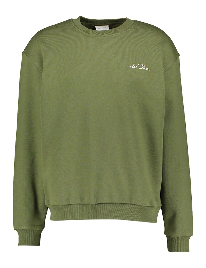 Chive green sweater met ronde hals Les Deux