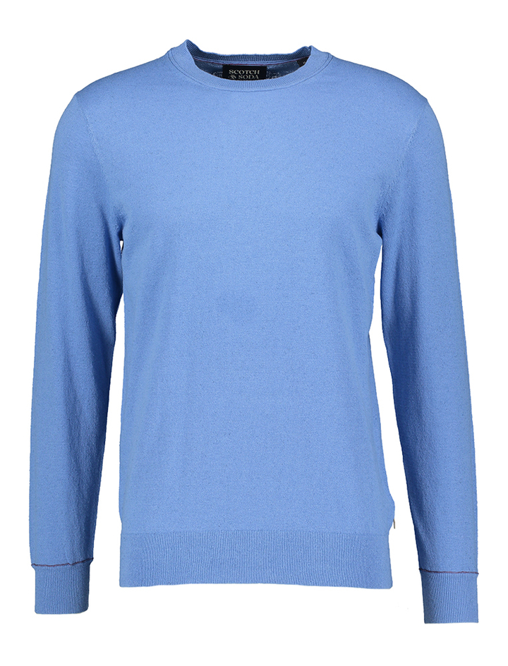 Hoogblauwe wollen pull met ronde hals Scotch & Soda