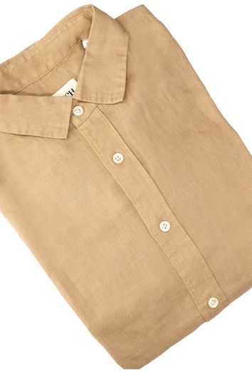 Bruinkleurig linnen hemd (regular fit) met lange mouwen Scotch & Soda