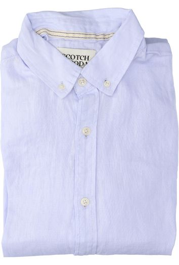 Lichtblauw linnen hemd (regular fit) met lange mouwen Scotch&Soda
