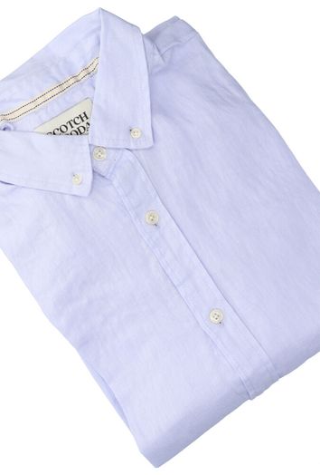 Lichtblauw linnen hemd (regular fit) met lange mouwen Scotch&Soda