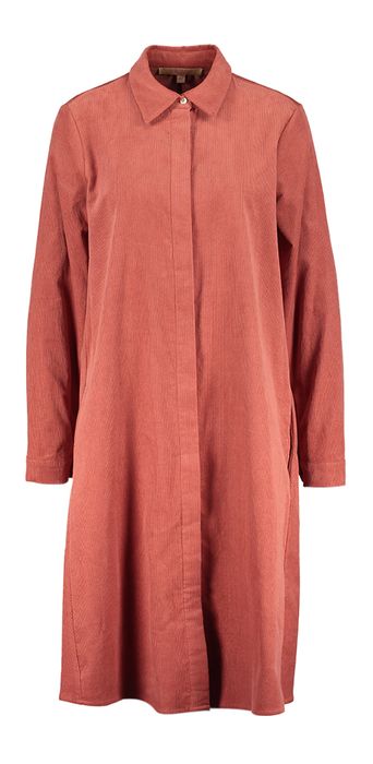 Roestkleurige jurk in ribfluweel La Camicia