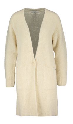 Xandres Ecru kleurige cardigan in wolmix met knoop en opgestikte zakken Bethy