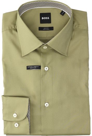 Licht pastel groen katoenen hemd ( slim fit) met lange mouwen Hugo Boss