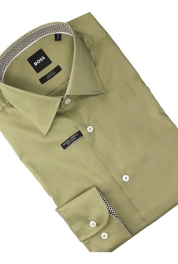 Licht pastel groen katoenen hemd ( slim fit) met lange mouwen Hugo Boss