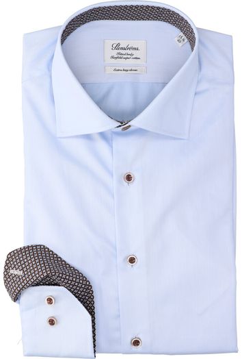 Blauw katoenen hemd ( regular fit) met extra lange mouwen Stenströms 