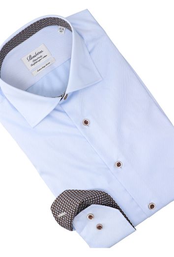 Blauw katoenen hemd ( regular fit) met extra lange mouwen Stenströms 