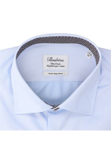 Blauw katoenen hemd ( regular fit) met extra lange mouwen Stenströms 