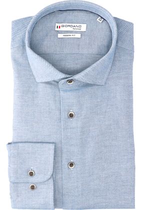 Giordano Jeansblauw katoenen hemd (regular fit) met lange mouwen