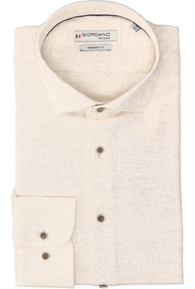 Giordano Beige katoenen hemd ( regular fit) met lange mouwen