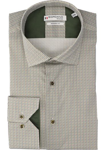Groen katoenen hemd in print (regular fit) met lange mouwen Giordano
