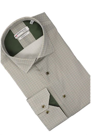 Groen katoenen hemd in print (regular fit) met lange mouwen Giordano