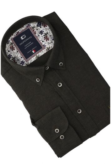 Kaki katoenen hemd ( regular fit) met lange mouwen Giordano 