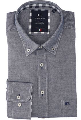 Giordano Donkerblauw katoenen hemd (regular fit) met lange mouwen