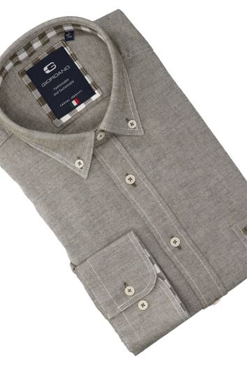 Groenkleurig katoenen hemd (regular fit) met lange mouwen Giordano