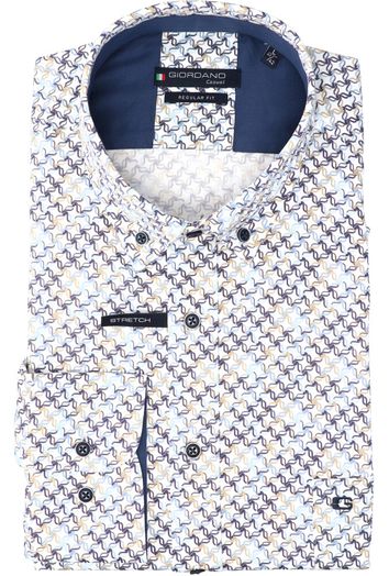 Wit katoenen hemd (regular fit) met details en lange mouwen Giordano