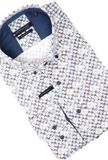 Wit katoenen hemd (regular fit) met details en lange mouwen Giordano