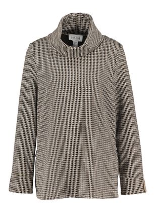 Joseph Ribkoff Beige en zwarte geruite pull met rolkraag