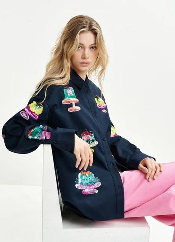 Kobaltblauwe jurk met zwarte print Joseph Ribkoff