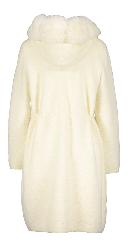 Ecru mantel faux met kap Joseph Ribkoff