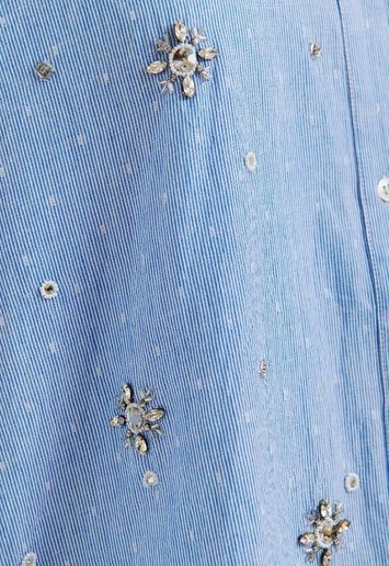 Blauw katoenen bloes met strass detail Helight Essentiel