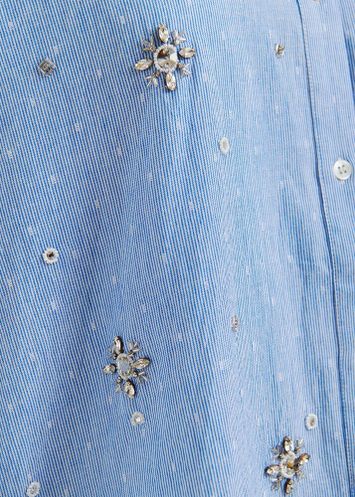 Blauw katoenen bloes met strass detail Helight Essentiel