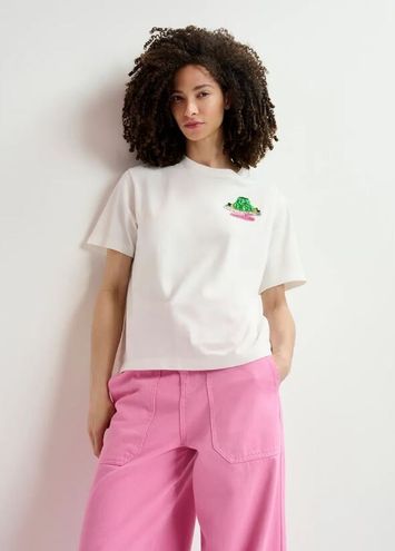 Witte t-shirt met pailetten detail Harisson Essentiel 