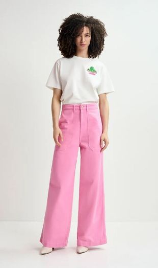 Witte t-shirt met pailetten detail Harisson Essentiel 