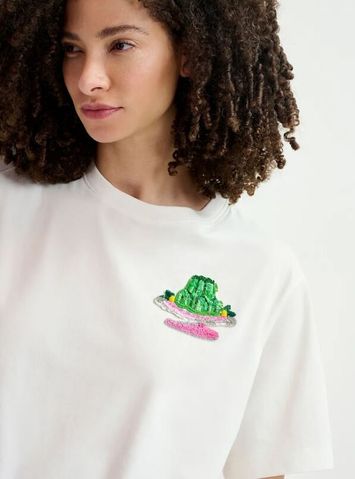 Witte t-shirt met pailetten detail Harisson Essentiel 