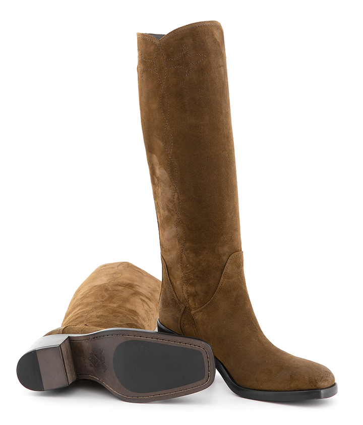 Bruine suède lange laarzen Nova