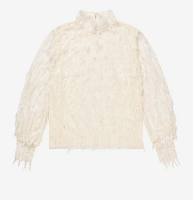 Creme kleurige doorzichtige bloes met franjes Skallo Munthe