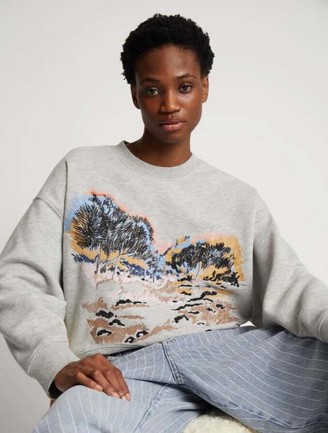 Grijze sweater met print Sazzily Munthe 