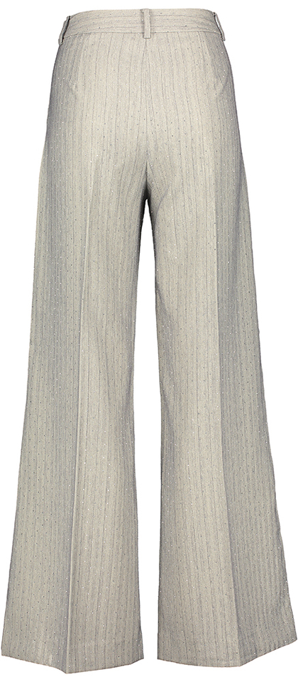 Grijze gestreepte wijde broek met zilveren steentjes Eileen Munte
