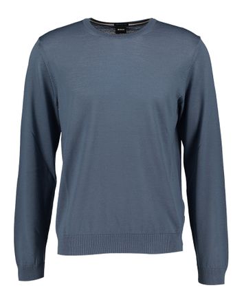Blauwe wollen pull met ronde hals Hugo Boss