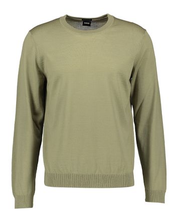 Safarigroene wollen pull met ronde hals Hugo Boss
