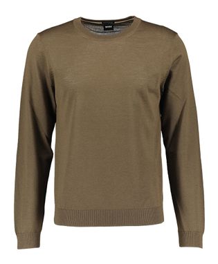 Hugo Boss Kaki wollen pull met ronde hals