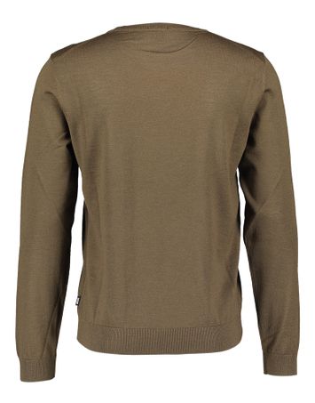 Kaki wollen pull met ronde hals Hugo Boss