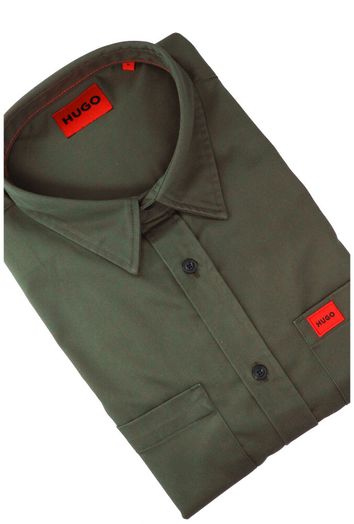 Kaki katoenen hemd ( regular fit) met lange mouwen Hugo Boss 