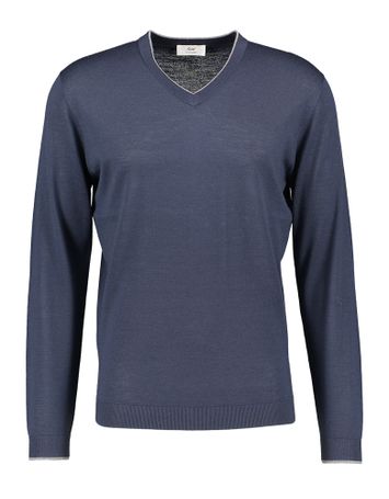 Blauwe pull met V-hals Gentiluomo
