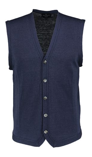 Donkerblauwe cardigan met knoopsluiting GMD Merino Silk Hackett 