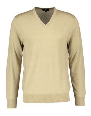 Beige trui met V-hals GMD Merino Silk Hackett 