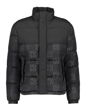 Zwarte padded jas met opdruk Hugo Boss