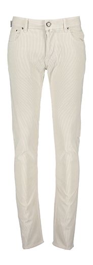 Beige slim fit broek in ribfluweel 