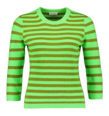 Fluro groene aansluitende gestreepte trui American Vintage