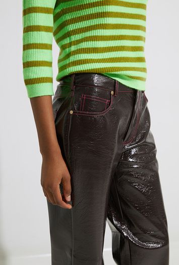 Fluro groene aansluitende gestreepte trui American Vintage